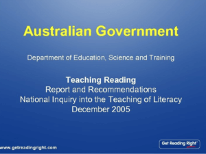 Image of findings from the National Inquiry into the Teaching of Literacy from Australia is shown.