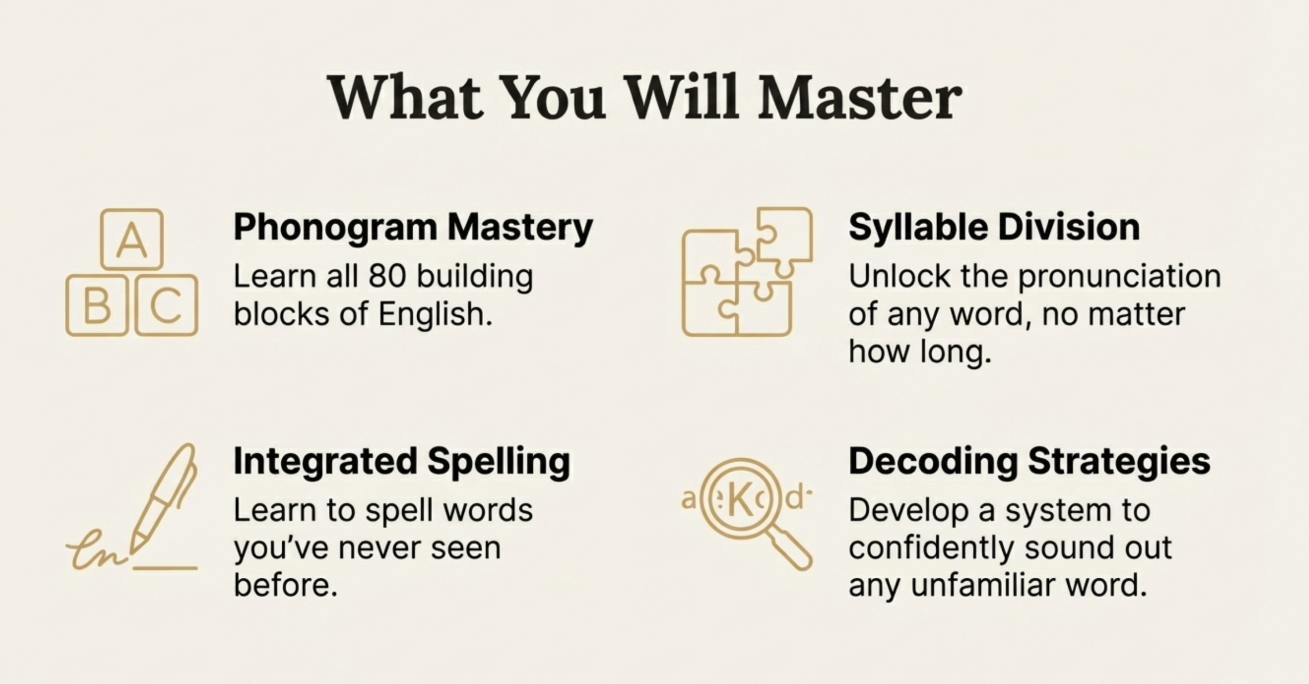 What you will master