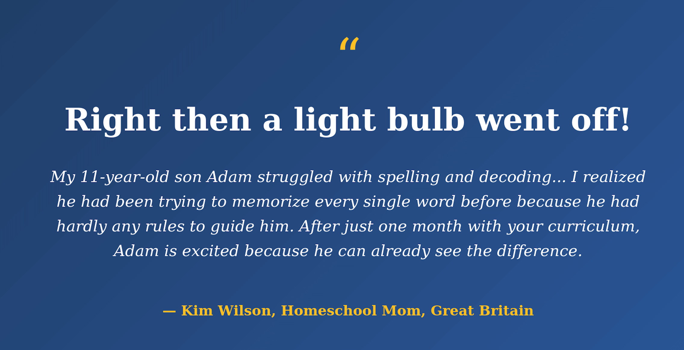 Light bulb moment testimonial