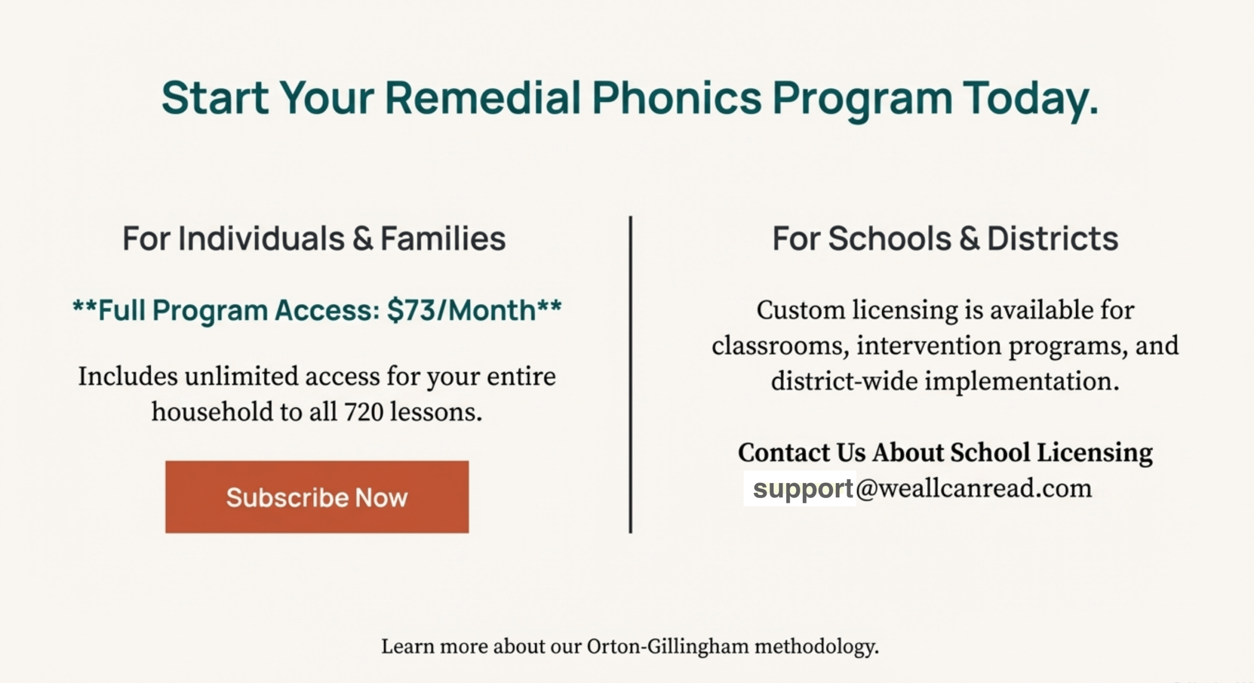 Start Your Remedial Phonics Program Today